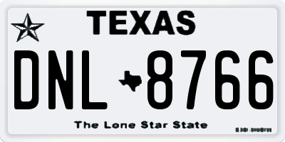 TX license plate DNL8766