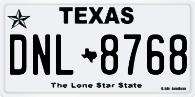 TX license plate DNL8768