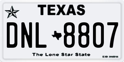 TX license plate DNL8807