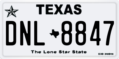 TX license plate DNL8847