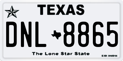 TX license plate DNL8865