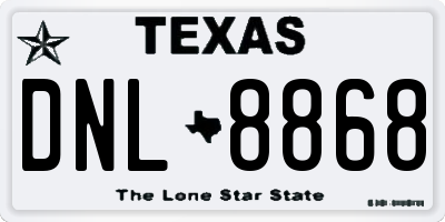 TX license plate DNL8868