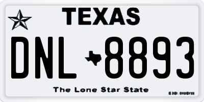 TX license plate DNL8893