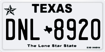 TX license plate DNL8920
