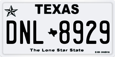 TX license plate DNL8929