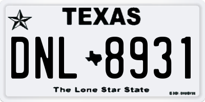 TX license plate DNL8931