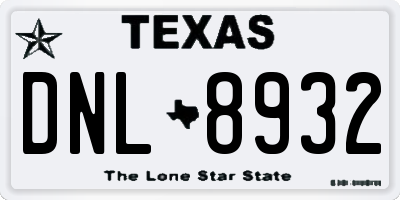 TX license plate DNL8932