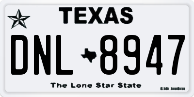 TX license plate DNL8947
