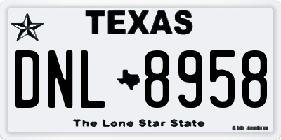 TX license plate DNL8958