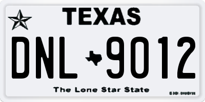TX license plate DNL9012