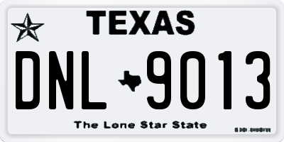 TX license plate DNL9013