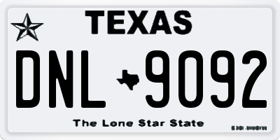 TX license plate DNL9092