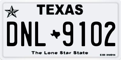 TX license plate DNL9102