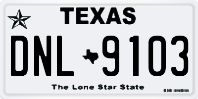 TX license plate DNL9103