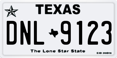 TX license plate DNL9123