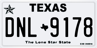 TX license plate DNL9178