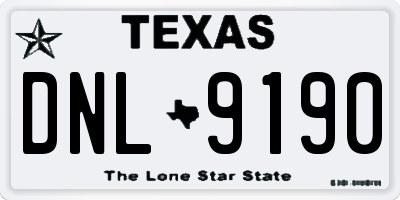 TX license plate DNL9190