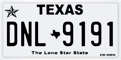 TX license plate DNL9191