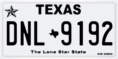 TX license plate DNL9192