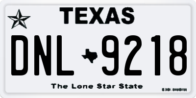 TX license plate DNL9218