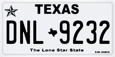 TX license plate DNL9232