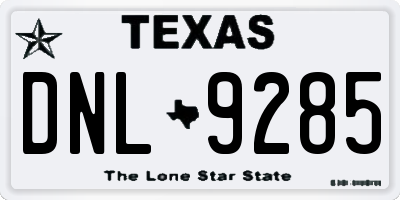 TX license plate DNL9285