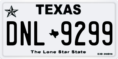 TX license plate DNL9299