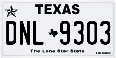 TX license plate DNL9303