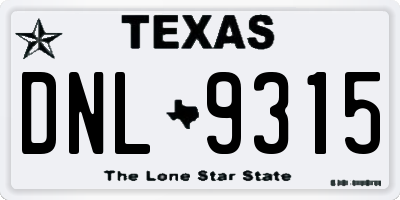 TX license plate DNL9315
