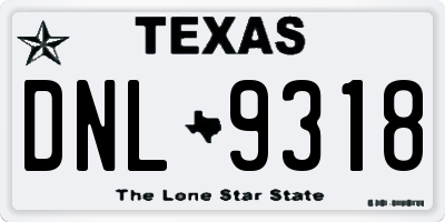 TX license plate DNL9318