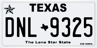 TX license plate DNL9325