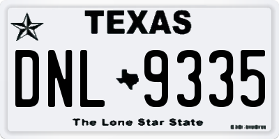 TX license plate DNL9335