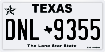 TX license plate DNL9355