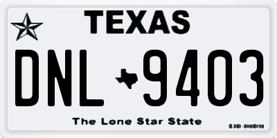 TX license plate DNL9403