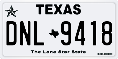 TX license plate DNL9418