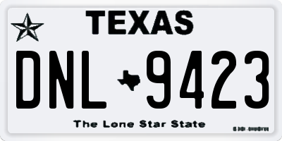 TX license plate DNL9423