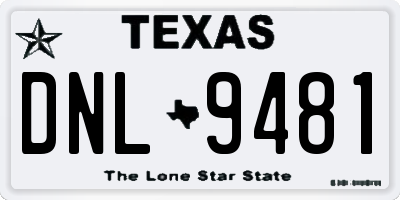 TX license plate DNL9481
