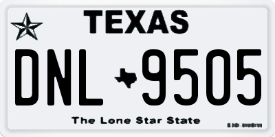 TX license plate DNL9505