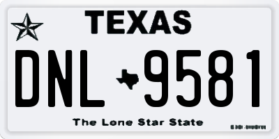 TX license plate DNL9581