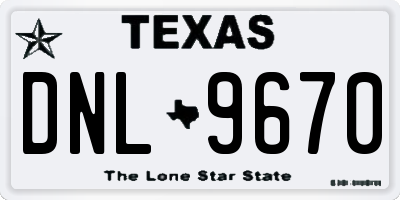 TX license plate DNL9670