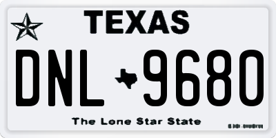 TX license plate DNL9680