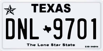TX license plate DNL9701