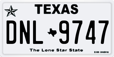 TX license plate DNL9747