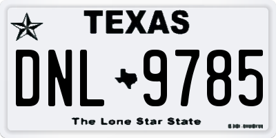 TX license plate DNL9785