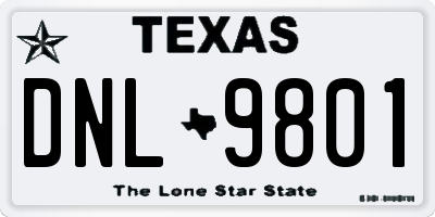 TX license plate DNL9801