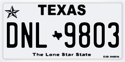 TX license plate DNL9803