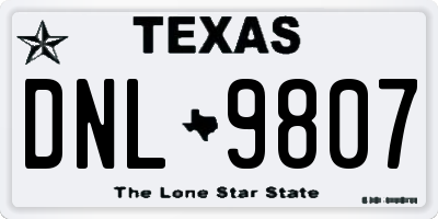 TX license plate DNL9807