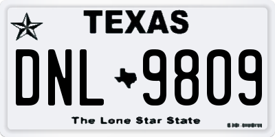 TX license plate DNL9809