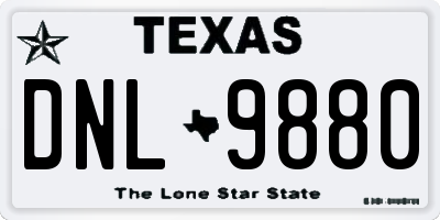 TX license plate DNL9880