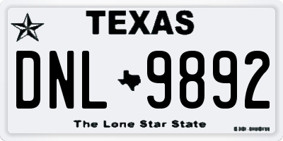 TX license plate DNL9892